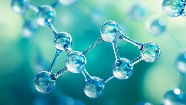 Abstract Molecular Structure in Teal