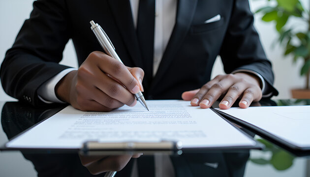 African American signing contract - business agreement success