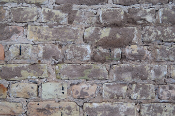brick wall, in the photo the texture of an old brick wall closeup