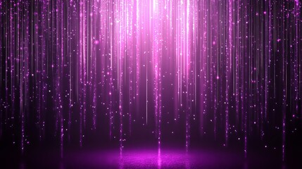 Pink glitter background, purple particles falling in the air, purple and black color gradient, dark violet background, shiny, glowing lights, glittery background, ultra-realistic, hyper detailed.