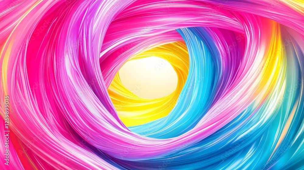 Poster abstract colorful twisted lines forming a vortex with bright center
