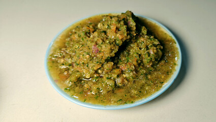 Fresh Green Chutney in Plate