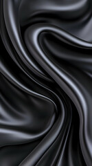 Fototapeta premium Elegant flowing black fabric background ideal for fashion or interior design ads
