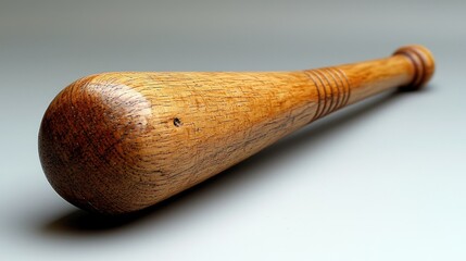 Close-up view of a wooden baseball bat showcasing its grain and texture against a neutral background