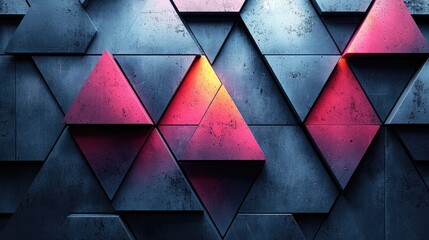 Abstract geometric patterns with vibrant colors on a textured wall, creating a modern art effect