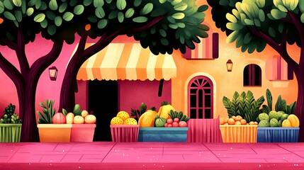 Obraz premium Vibrant market scene with fresh fruits.