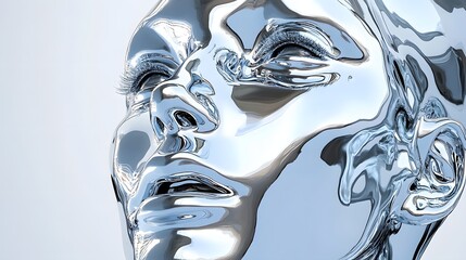 Surreal Liquid Chrome Sculpture with Hyper-Detailed Reflections and Futuristic Conceptual Art