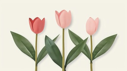 Obraz premium Three Elegant Tulips: A Pastel Dream