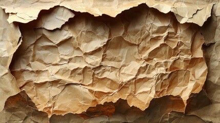 Crumpled brown paper backdrop with intricate textures and folds, ideal for creative projects