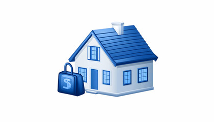 House with dollar bag for savings. Real estate investment or financial security