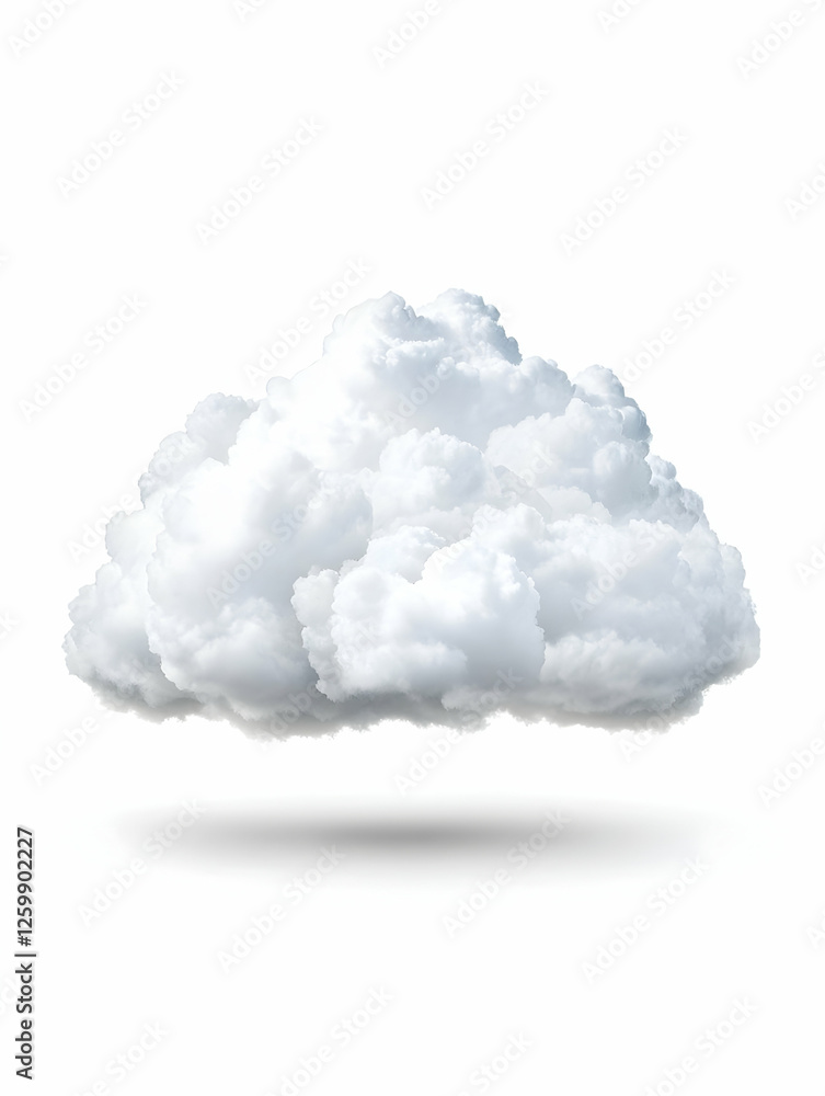 Poster isolated white cloud floating in air with white background for design elements
