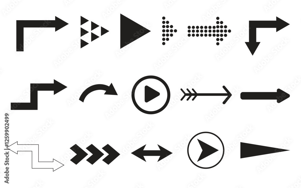 Poster arrows big black set icons. set of arrow icon. arrow vector collection. arrow. cursor. modern simple