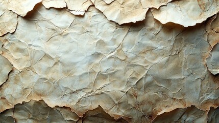 Crumpled and Torn Vintage Paper Texture with Natural Aging Effects for Background Use