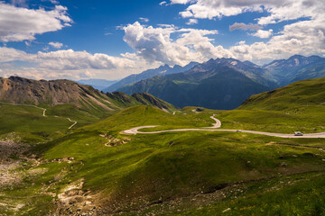Breathtaking view of famous scenic high mountain road Grossglockner hochalpenstrasse in Austria....
