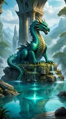 Fototapeta premium Ancient Guardian Dragon
