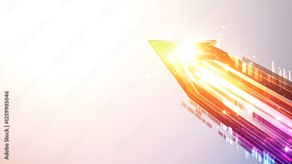 Poster abstract colorful arrow pointing upward with light and energy