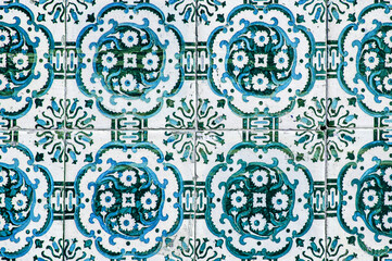 Lisbon ceramic tiles. Ornate brightly colored portugese tile texture.