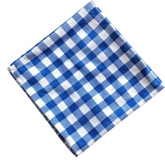 Folded checkered napkin on transparent background