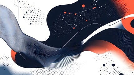 Abstract graphic artwork depicting celestial elements and geometric shapes