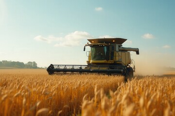Obraz premium Combine harvester working the field