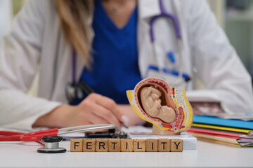A healthcare provider specializes in fertility care, meticulously documenting essential information...