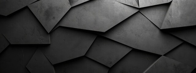 Contemporary black background with triangles and lines for design. Banner template with white center text area. Ideal for minimalist designs.
