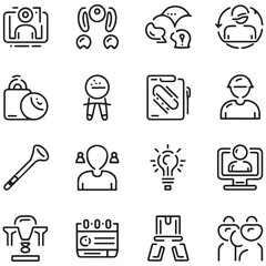 training and workshop line icons collection. thin outline icons pack. ui icon collection. set of line web pictogram with white background