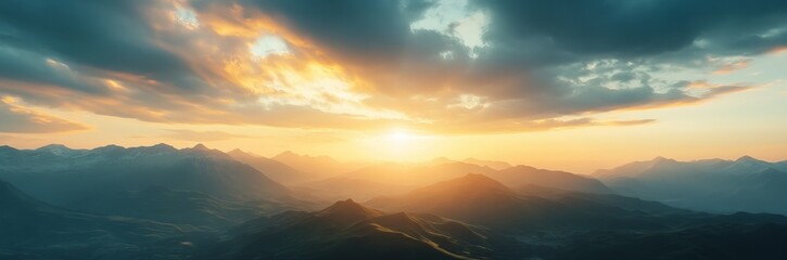 Obraz premium Mountain Sunrise Panorama (3)