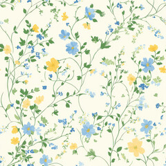 Vintage Pastel Watercolor Floral Seamless Shabby Chic Floral Scrapbook Paper Ditsy Pattern 