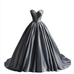 Naklejka premium Elegant Gray Ball Gown: A timeless and sophisticated gray satin ball gown, featuring a sweetheart neckline and a full, flowing skirt, perfect for a special occasion.