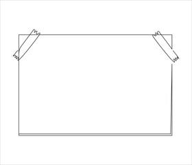 One continuous line drawing of blank pinned note. ppt single line drawing of blank pinned note. editable stroke
