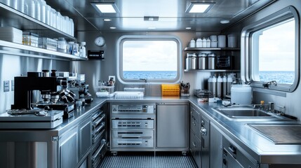 Modern Shipboard Laboratory: Ocean Research Vessel's Science Galley