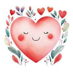A watercolor-style smiling heart