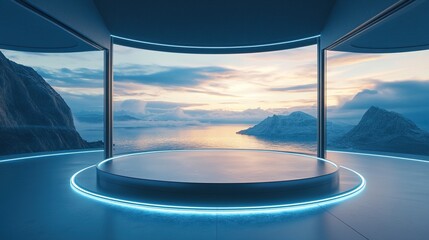 Mountain and lake background product booth background
