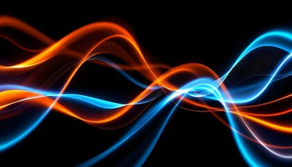 Abstract waves, neon colors, flowing energy, black background