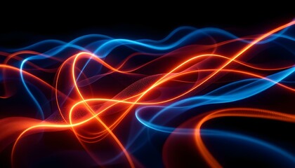 Abstract waves, neon colors, flowing energy, black background