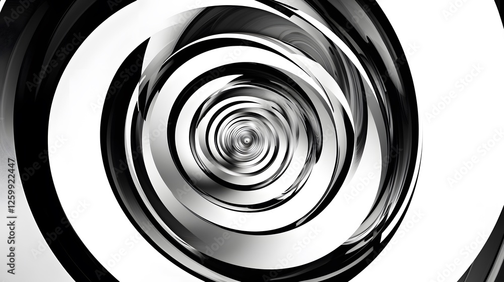 Poster abstract concentric circles create a swirling black and white vortex