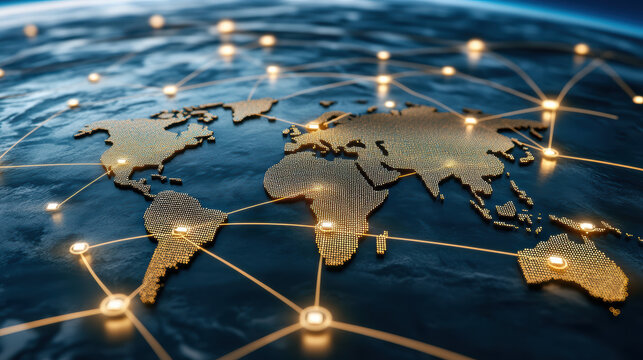 global network visualizing cross border payments with connections