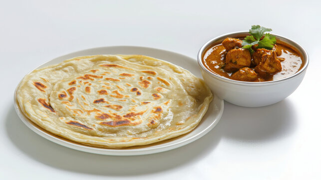 paratha bread with chicken curry