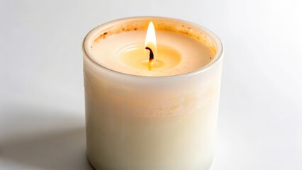 Lit Candle in Glass Container