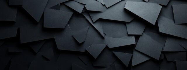 Dynamic Black Background with Geometric Elements for Design. Banner Template with Central White Space for Text. Ideal for Vibrant Minimalist Projects.