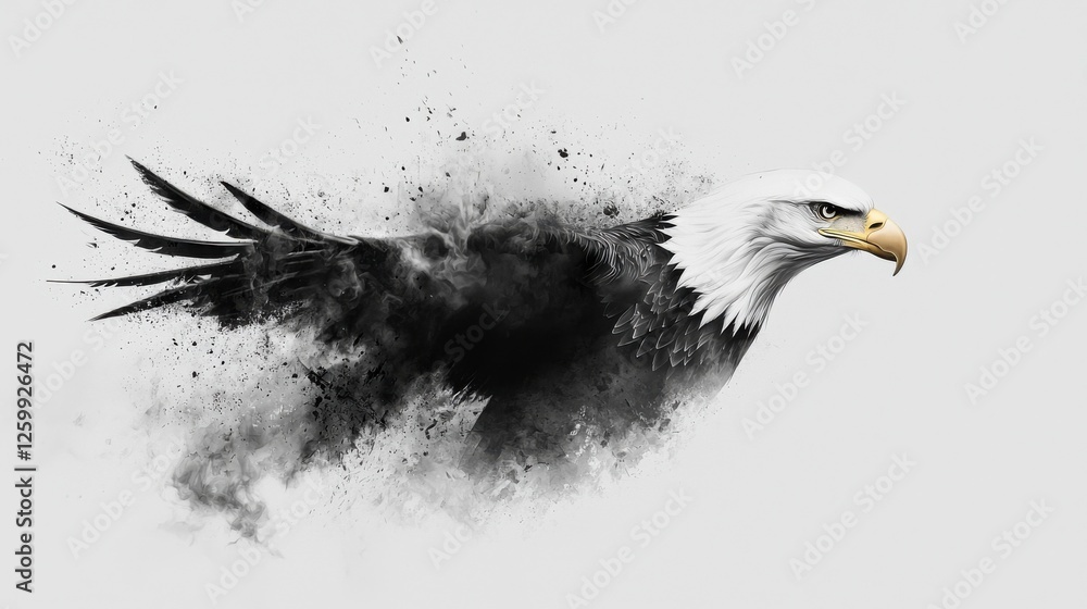 Poster powerful monochrome eagle displaying dynamic movement and energy