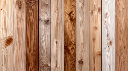Fototapeta premium Wooden plank wall texture, natural wood grain, various shades. Background of vertical planks. Possible use for interior design