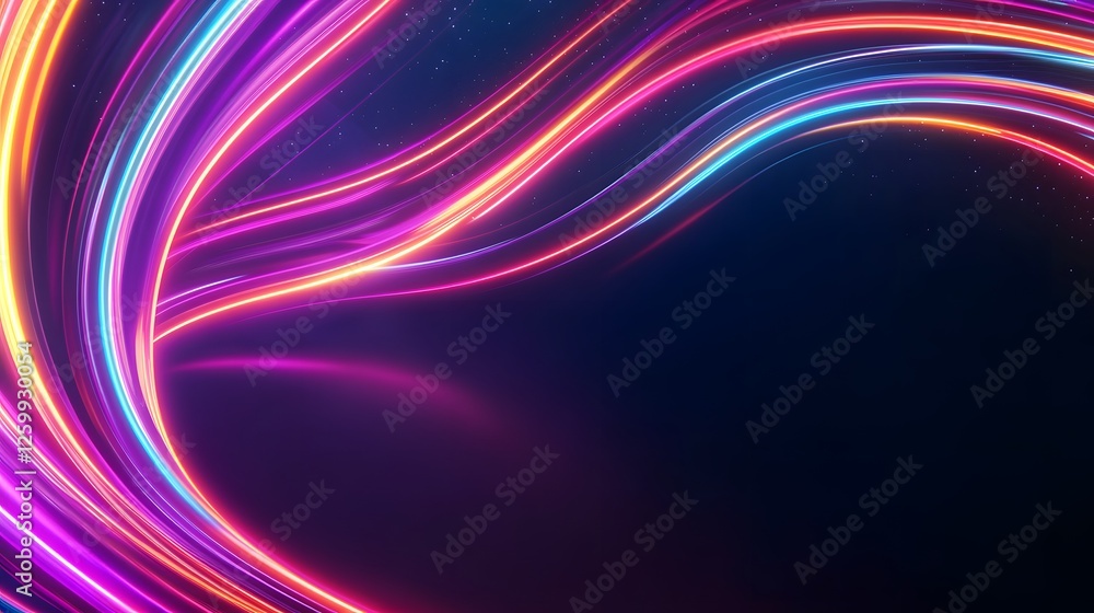 Poster abstract glowing lines create a futuristic and vibrant background
