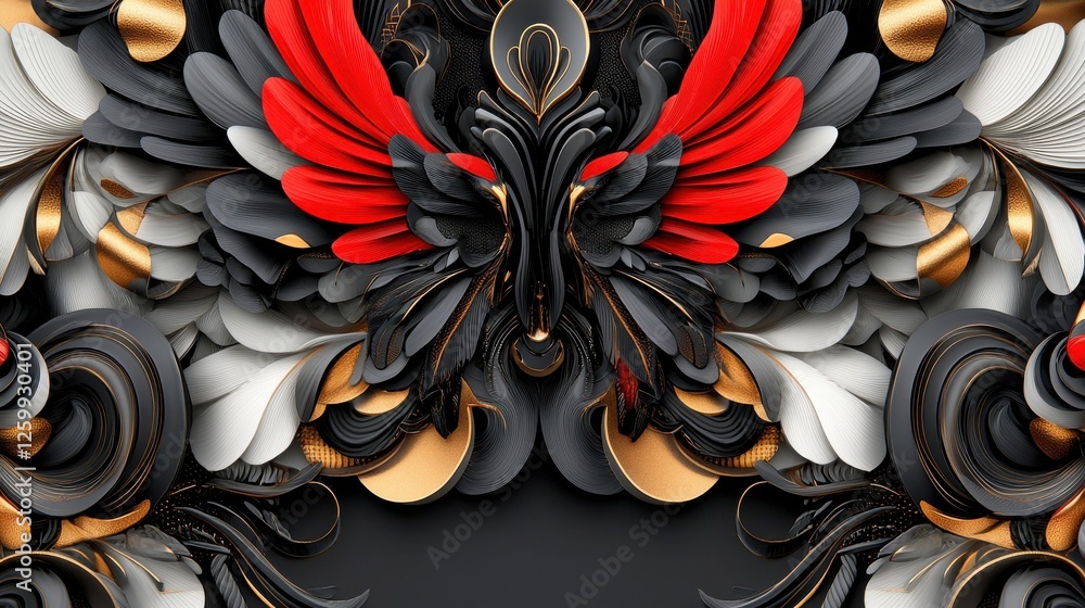 Poster mesmerizing surreal psychedelic kaleidoscopic abstract digital art with intricate colorful patterns 