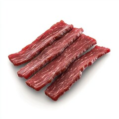 Fototapeta premium Beef Jerky Strips, isolated on white