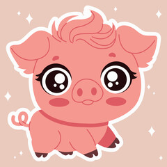Pig. Fashionable pig. Cute pig. Vector illustration