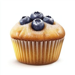 Blueberry Muffin with sugar topping, isolated on white