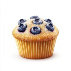 Blueberry Muffin with sugar topping, isolated on white