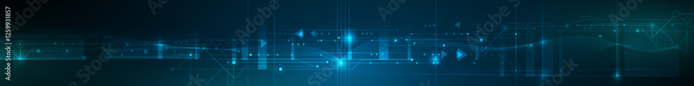 Poster vector abstract circuit board, illustration high tech, network connection, science and information t